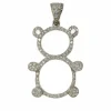 Pendentif ourson or blanc et diamants 1 ct