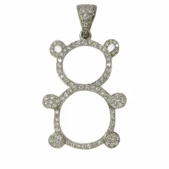 Pendentif ourson or blanc et diamants 1 ct