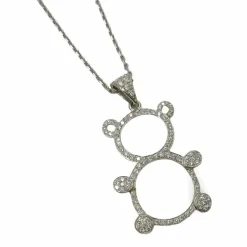 Pendentif ourson or blanc et diamants 1 ct
