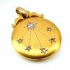 Pendentif ouvrant porte photo or jaune et 6 diamants