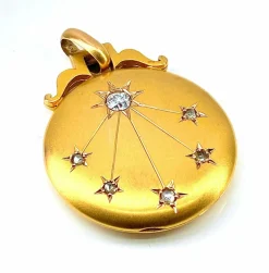 Pendentif ouvrant porte photo or jaune et 6 diamants