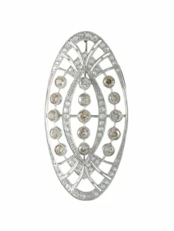 Pendentif Ovale Or Platine Diamants