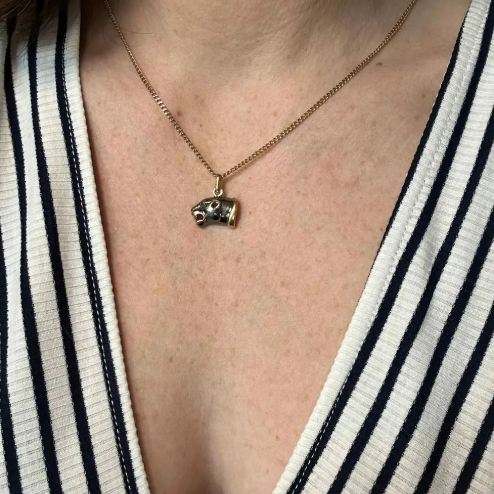 Pendentif panthère noire Or jaune Emeraude
