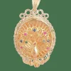 Pendentif Paon Pierres de couleur Or Jaune