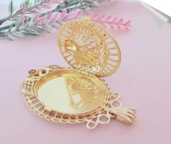 Pendentif Paon Pierres de couleur Or Jaune