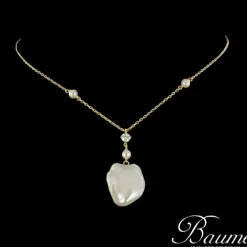 Pendentif Perle baroque, perles et diamant