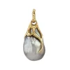Pendentif perle grise baroque et or