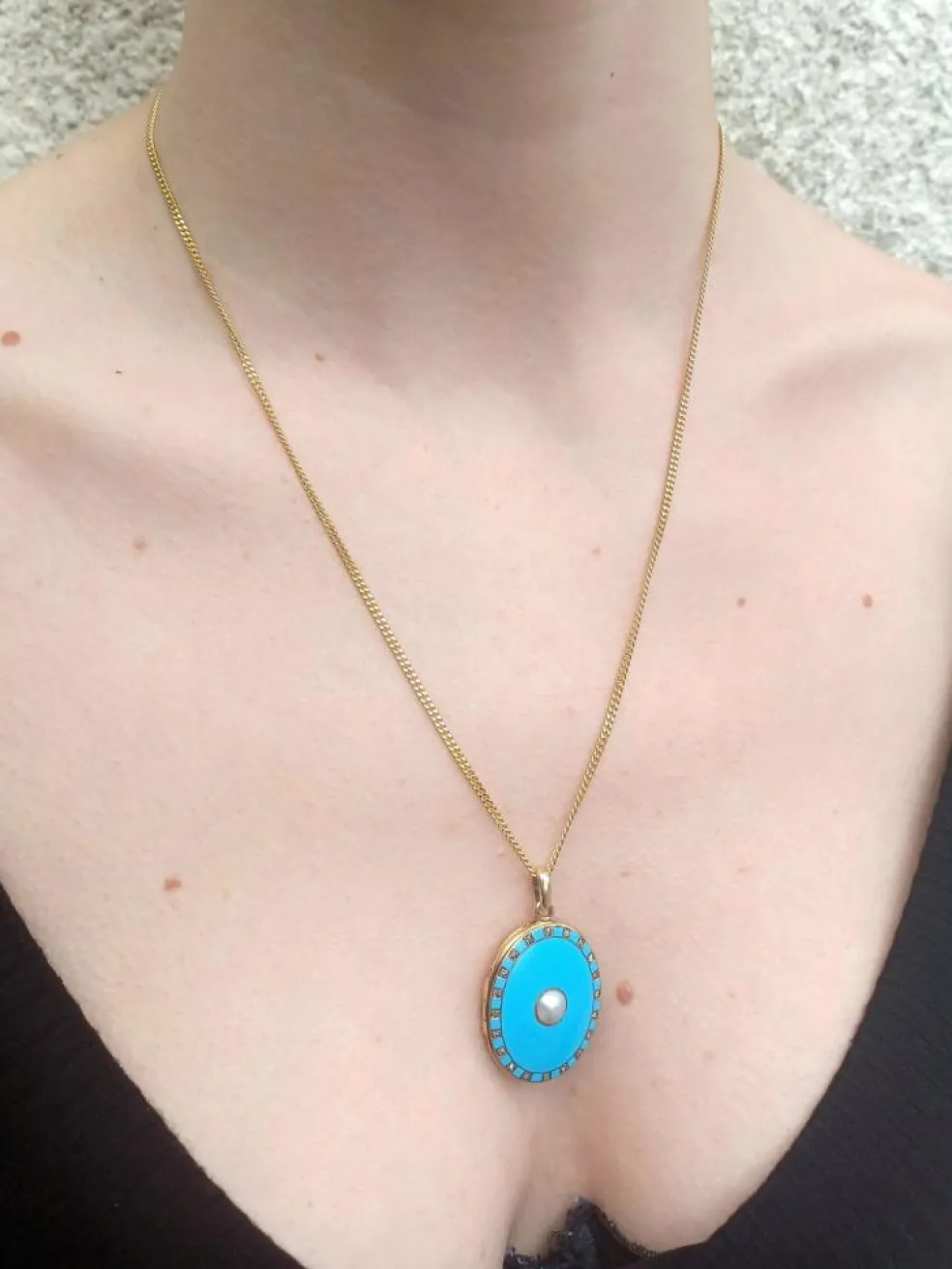 Pendentif Photo Or Et émail