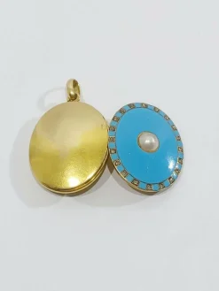 Pendentif Photo Or Et émail
