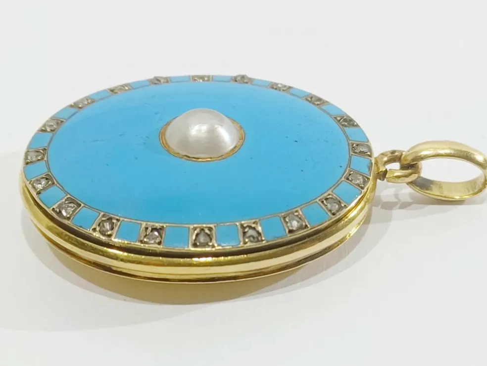 Pendentif Photo Or Et émail