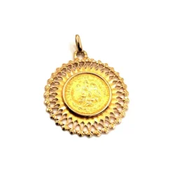 PENDENTIF PIÈCE DOS PESOS OR JAUNE