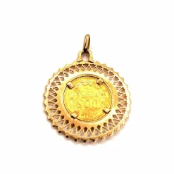PENDENTIF PIÈCE DOS PESOS OR JAUNE