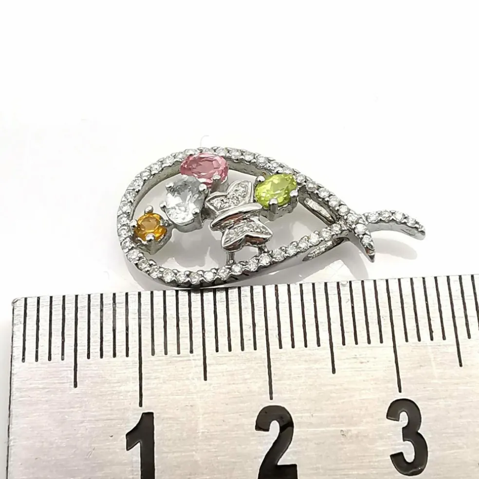 Pendentif pierres précieuses & diamants