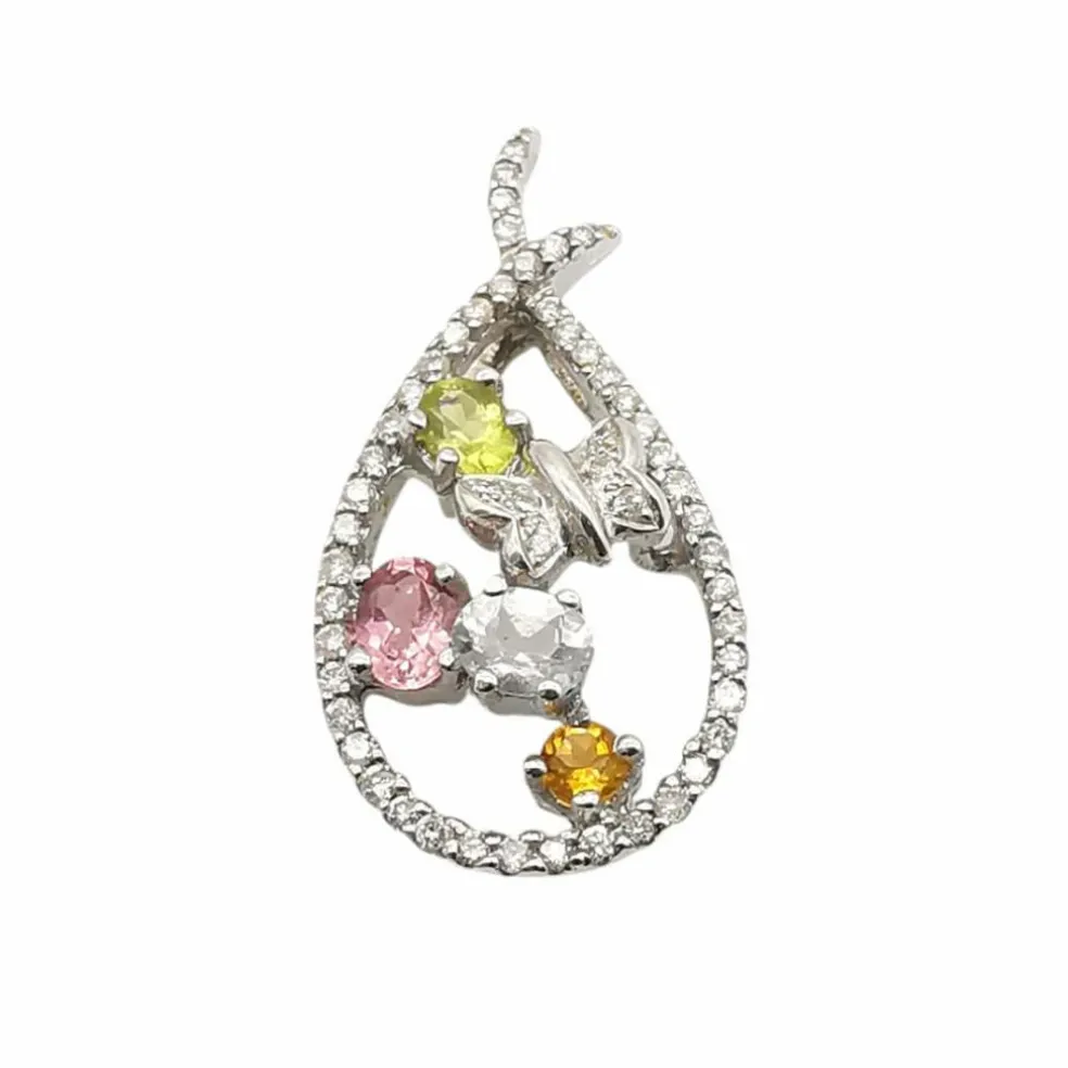 Pendentif pierres précieuses & diamants