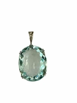 Pendentif platine aigue-marine