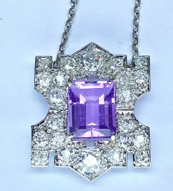 Pendentif Platine Améthyste Diamants