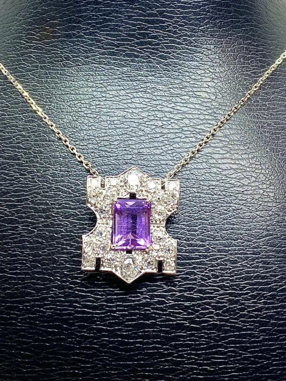 Pendentif Platine Améthyste Diamants