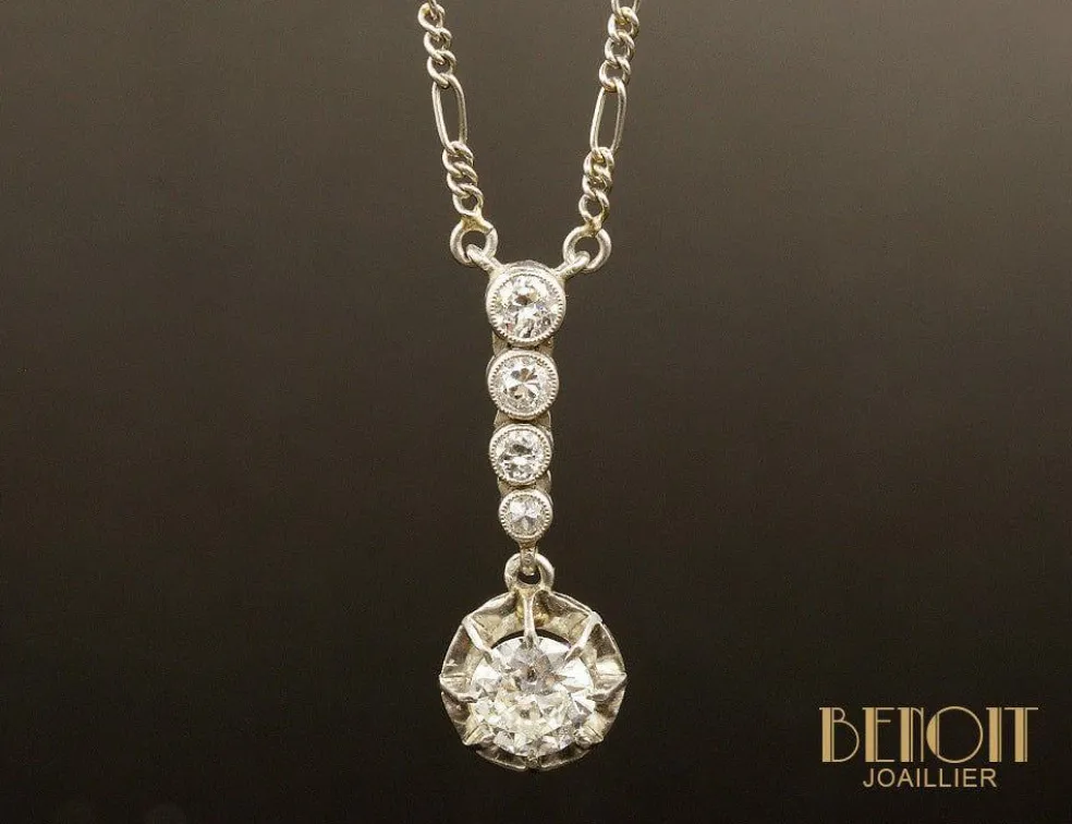 Pendentif platine diamants 1920