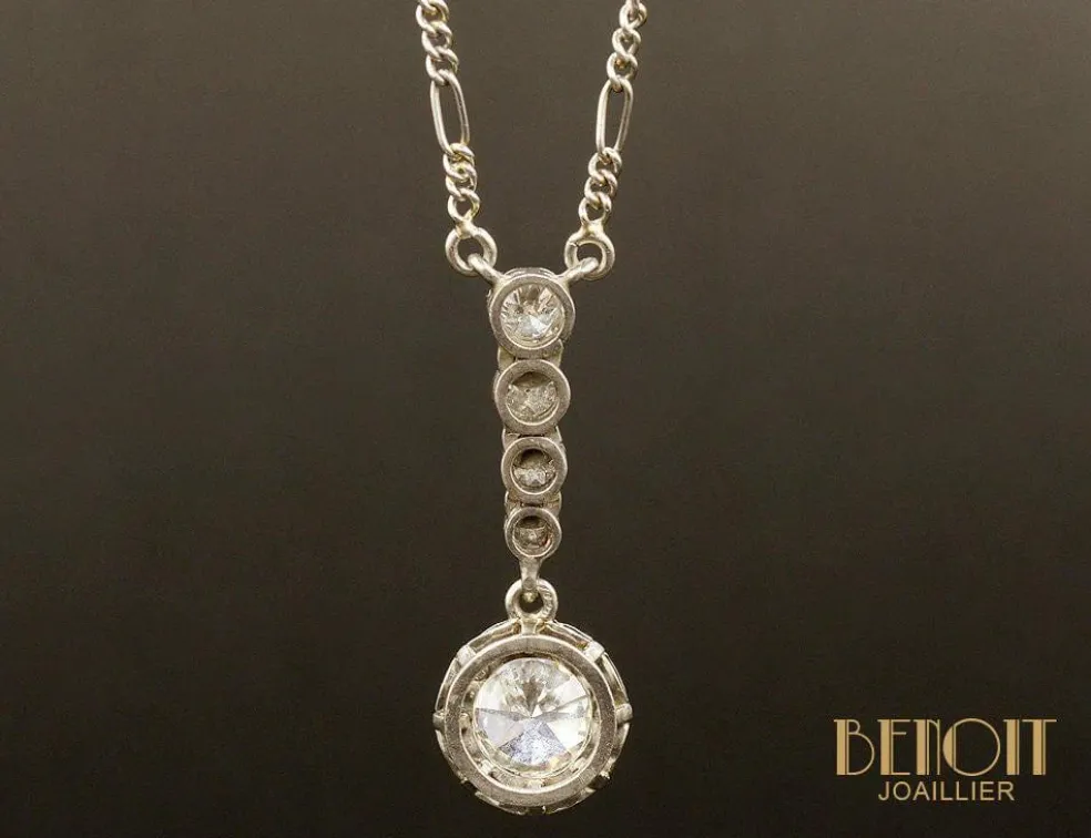 Pendentif platine diamants 1920