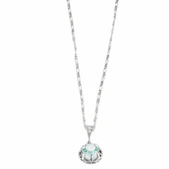 Pendentif platine et aigue-marine