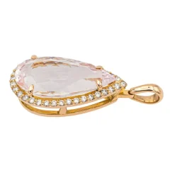 Pendentif Poire Or rose Morganite, Diamant