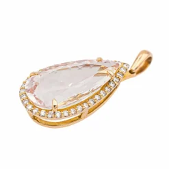 Pendentif Poire Or rose Morganite, Diamant