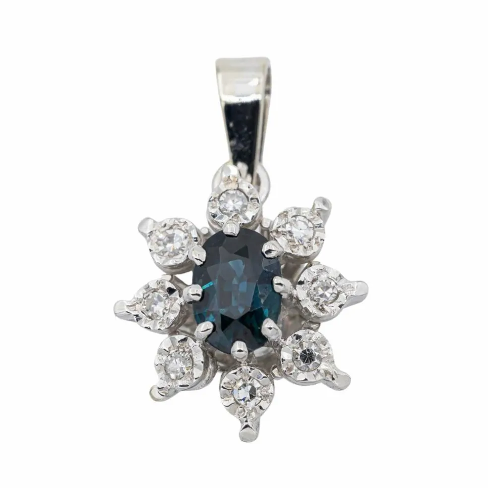 Pendentif Pompadour Or blanc Saphir