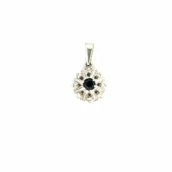 Pendentif Pompadour Or Blanc Diamants & Topaze