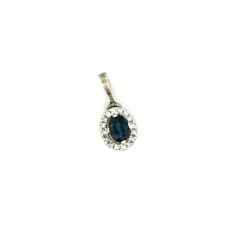 Pendentif Pompadour or blanc saphir et diamant