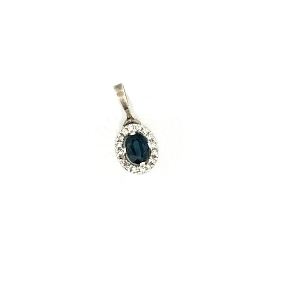 Pendentif Pompadour or blanc saphir et diamant