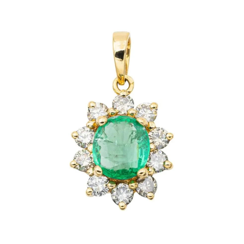 Pendentif Pompadour Or jaune Emeraude