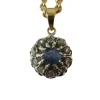 Pendentif pompadour saphir diamants or et platine