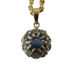 Pendentif pompadour saphir diamants or et platine