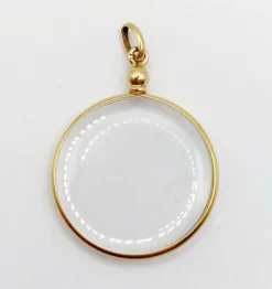 Pendentif porte photo antique or jaune 18k de forme ronde (circa 1900) art nouveau