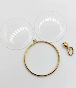 Pendentif porte photo antique or jaune 18k de forme ronde (circa 1900) art nouveau