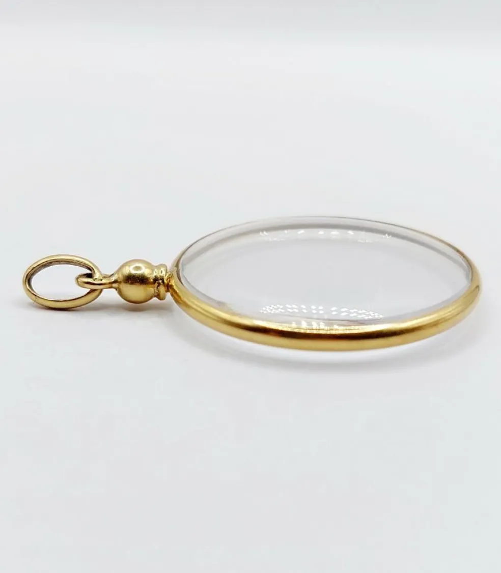 Pendentif porte photo antique or jaune 18k de forme ronde (circa 1900) art nouveau