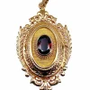 Pendentif porte souvenir ouvrant en or et grenat