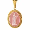 Pendentif porte-photo en or jaune serti d'un camée en Agate