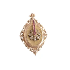 Pendentif porte-photo rubis de synthèse et perles
