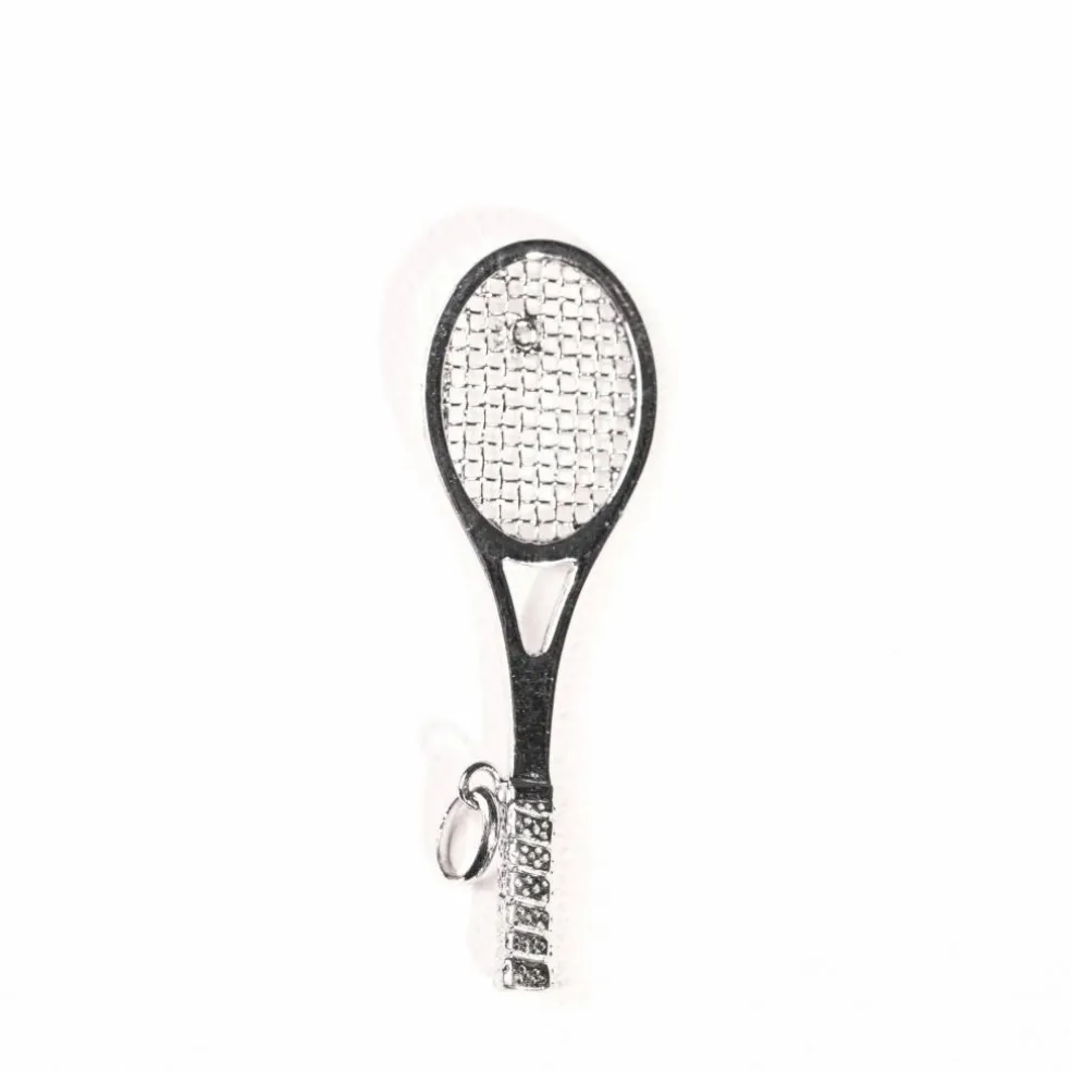 Pendentif raquette de tennis diamant or blanc