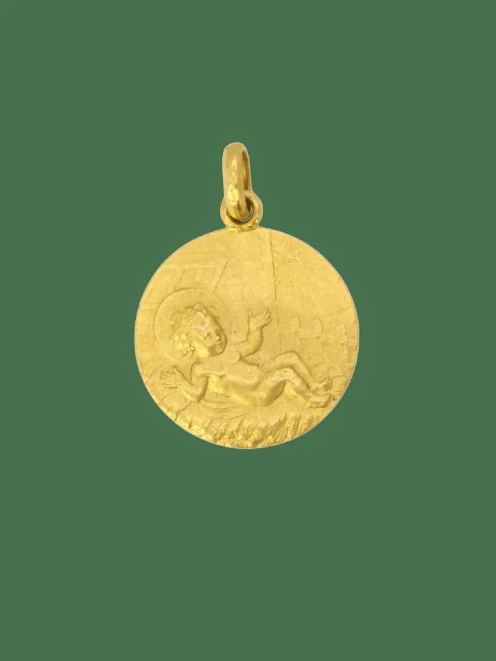 Pendentif religieux vintage Jésus nouveau né or jaune