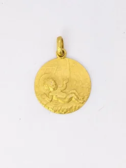 Pendentif religieux vintage Jésus nouveau né or jaune