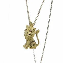 Pendentif Roi Lion Or jaune Rubis