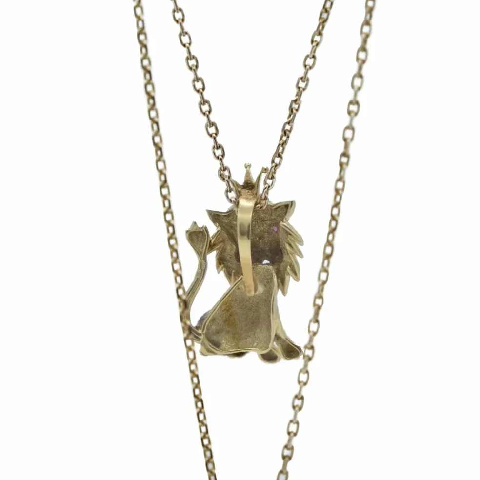 Pendentif Roi Lion Or jaune Rubis