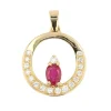 Pendentif rubis diamants or jaune et sa chaine