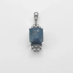 Pendentif Saphir Ceylan non chauffé Diamants