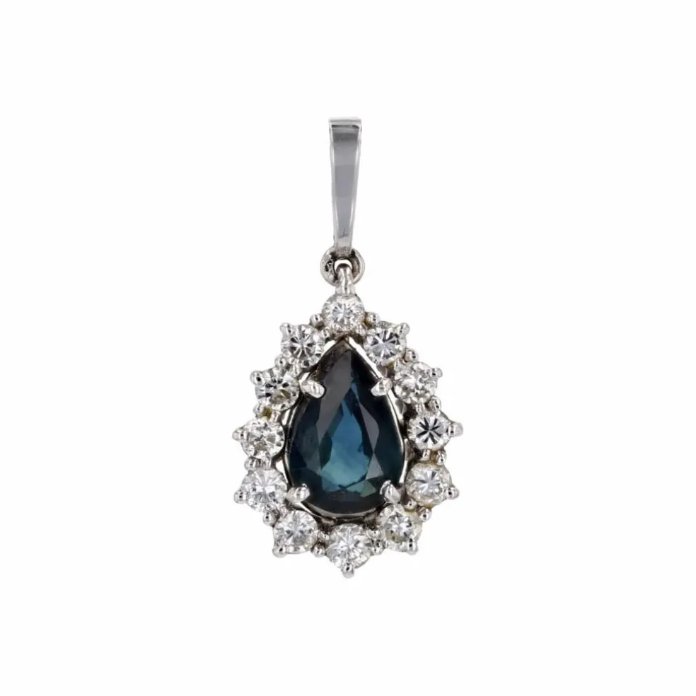 Pendentif saphir diamants goutte