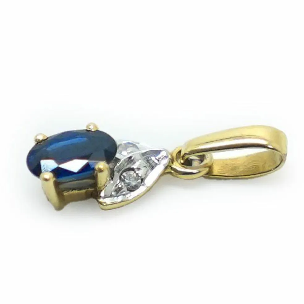 Pendentif saphir or jaune et diamants