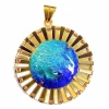 Pendentif Soleil émail bleu, Limoges H.MARTY