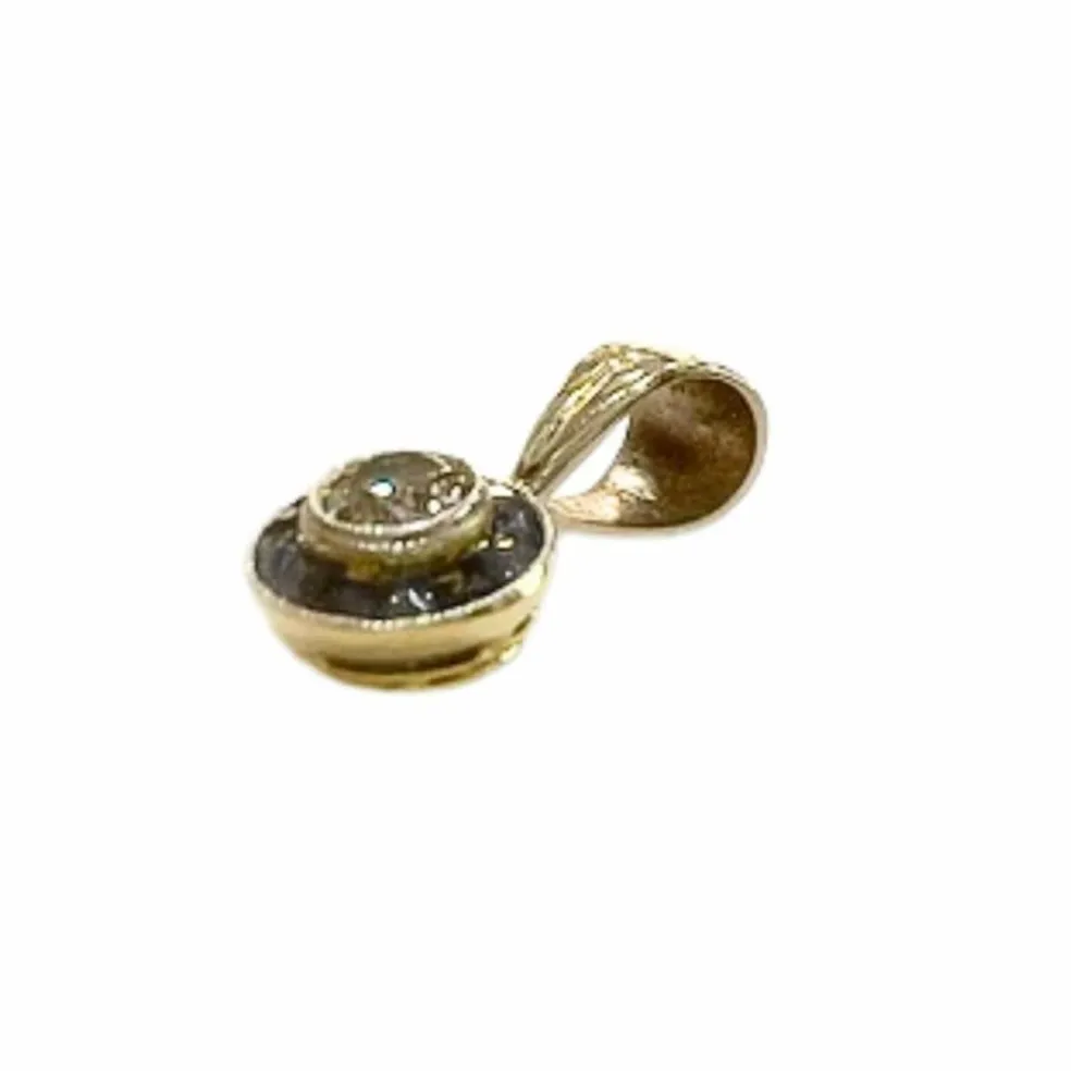 Pendentif style art déco en or 18 carats avec diamants et saphirs